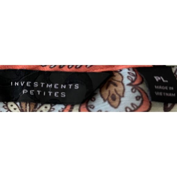 INVESTMENTS KIMONO SLEEVE, PULL-OVER BLOUSE, WOMENS, PL, ORANGE & BLUE PAISLEY - Picture 10 of 12